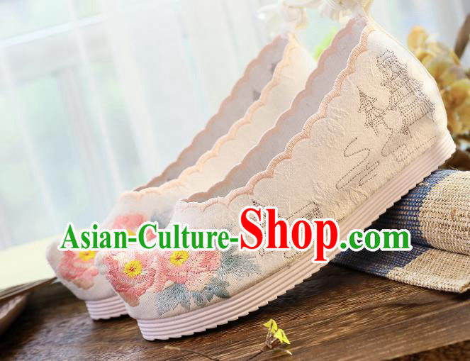 China National Embroidered Shoes Traditional Hanfu Shoes Handmade Ancient Princess White Cloth Shoes China National Embroidered Shoes Traditional Hanfu Shoes Handmade Ancient Princess White Cloth Shoes
