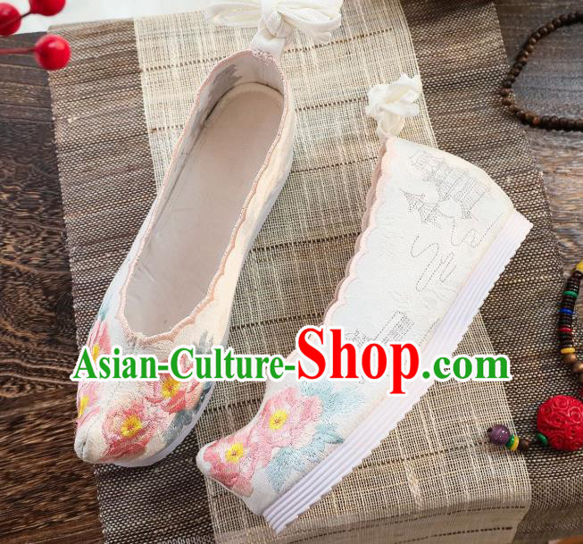 China National Embroidered Shoes Traditional Hanfu Shoes Handmade Ancient Princess White Cloth Shoes China National Embroidered Shoes Traditional Hanfu Shoes Handmade Ancient Princess White Cloth Shoes