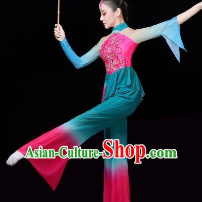 China Traditional Folk Dance Stage Performance Outfits Umbrella Dance Yangko Dance Clothing