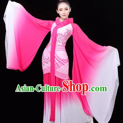 Chinese Classical Dance Rosy Hanfu Dress Traditional Woman Group Dance Costume Goddess Dance Clothing