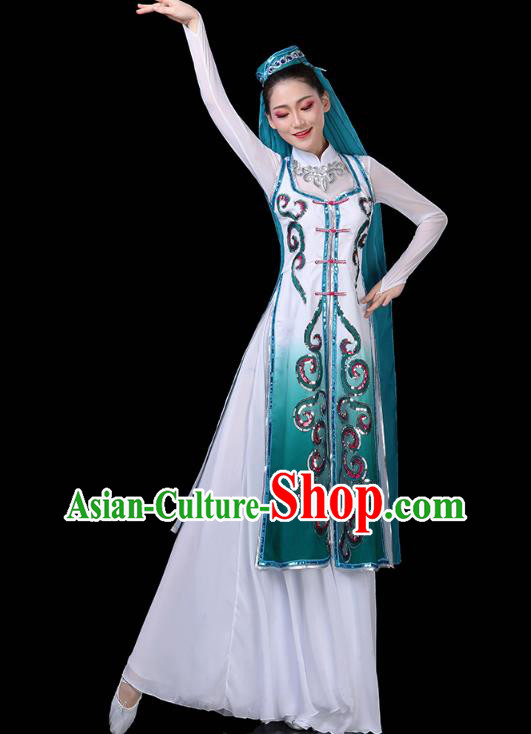 Chinese Ningxia Ethnic Woman Dress Traditional Hui Nationality Folk Dance Costume Chinese Ningxia Ethnic Woman Dress Traditional Hui Nationality Folk Dance Costume