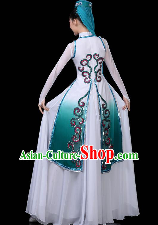 Chinese Ningxia Ethnic Woman Dress Traditional Hui Nationality Folk Dance Costume Chinese Ningxia Ethnic Woman Dress Traditional Hui Nationality Folk Dance Costume