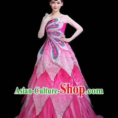 China Spring Festival Gala Opening Dance Rosy Dress Modern Dance Clothing Flower Fairy Dance Costume