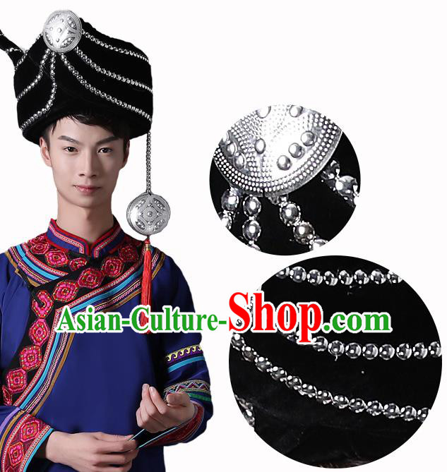 China Yi Nationality Male Headwear Traditional Ethnic Festival Falk Dance Hat China Yi Nationality Male Headwear Traditional Ethnic Festival Falk Dance Hat