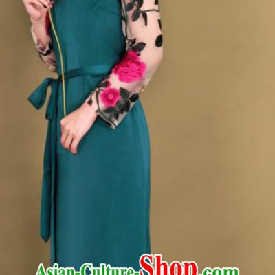 China Zang Nationality Kangba Clothing Traditional Tibetan Ethnic Woman Deep Green Bola Dress