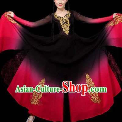 Chinese Uygur Ethnic Stage Performance Dress Traditional Xinjiang Nationality Minority Folk Dance Costumes