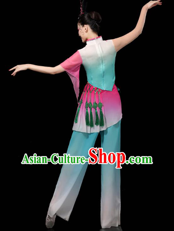 China Folk Dance Performance Blue Outfits Yangko Dance Clothing Traditional Fan Dance Costume China Folk Dance Performance Blue Outfits Yangko Dance Clothing Traditional Fan Dance Costume