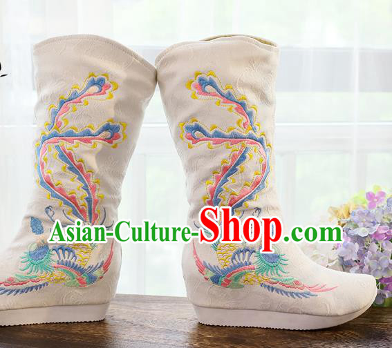 Chinese National Embroidered Cloth Shoes Traditional Hanfu Swordsman White Boots Chinese National Embroidered Cloth Shoes Traditional Hanfu Swordsman White Boots