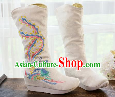 Chinese National Embroidered Cloth Shoes Traditional Hanfu Swordsman White Boots Chinese National Embroidered Cloth Shoes Traditional Hanfu Swordsman White Boots
