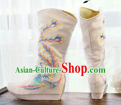 Chinese National Embroidered Cloth Shoes Traditional Hanfu Swordsman White Boots Chinese National Embroidered Cloth Shoes Traditional Hanfu Swordsman White Boots