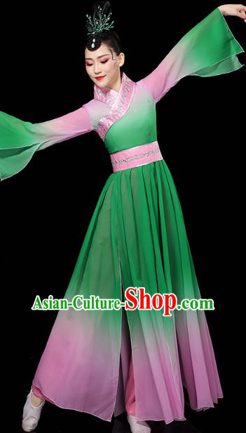 Chinese Umbrella Dance Clothing Classical Dance Green Dress Traditional Group Dance Performance Costume Chinese Umbrella Dance Clothing Classical Dance Green Dress Traditional Group Dance Performance Costume