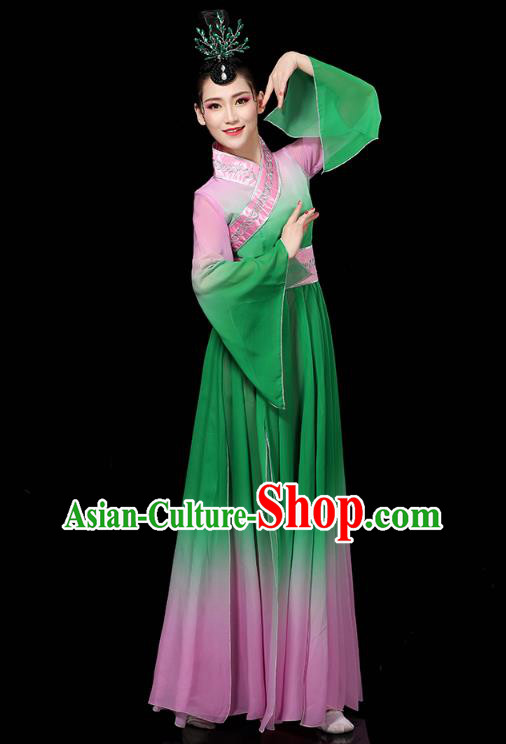 Chinese Umbrella Dance Clothing Classical Dance Green Dress Traditional Group Dance Performance Costume Chinese Umbrella Dance Clothing Classical Dance Green Dress Traditional Group Dance Performance Costume