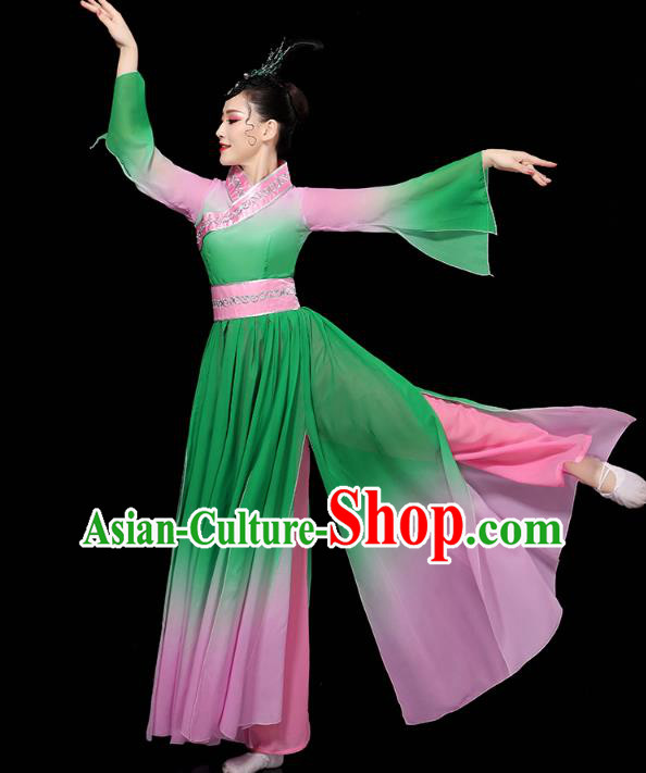 Chinese Umbrella Dance Clothing Classical Dance Green Dress Traditional Group Dance Performance Costume Chinese Umbrella Dance Clothing Classical Dance Green Dress Traditional Group Dance Performance Costume