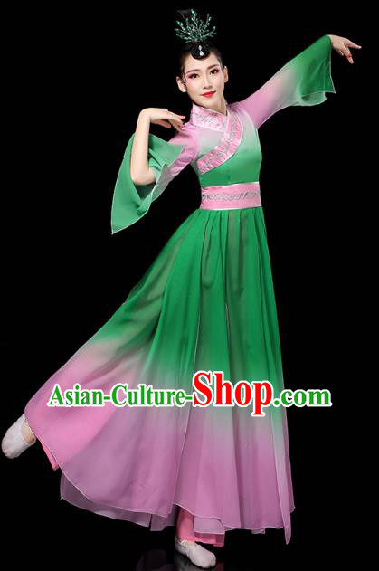 Chinese Umbrella Dance Clothing Classical Dance Green Dress Traditional Group Dance Performance Costume Chinese Umbrella Dance Clothing Classical Dance Green Dress Traditional Group Dance Performance Costume