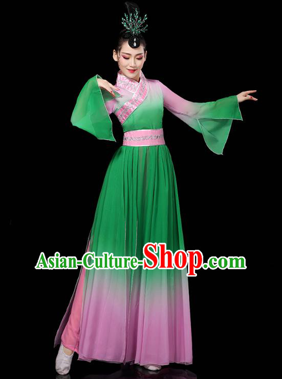 Chinese Umbrella Dance Clothing Classical Dance Green Dress Traditional Group Dance Performance Costume Chinese Umbrella Dance Clothing Classical Dance Green Dress Traditional Group Dance Performance Costume