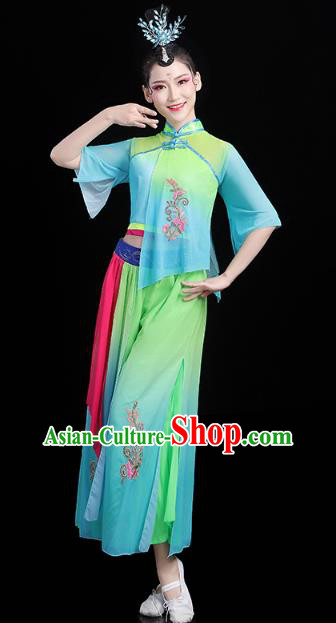 China Folk Dance Green Outfits Traditional New Year Yangko Dance Clothing Fan Dance Costume China Folk Dance Green Outfits Traditional New Year Yangko Dance Clothing Fan Dance Costume