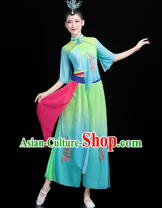 China Folk Dance Green Outfits Traditional New Year Yangko Dance Clothing Fan Dance Costume China Folk Dance Green Outfits Traditional New Year Yangko Dance Clothing Fan Dance Costume