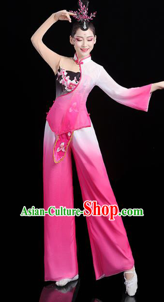 China Folk Dance Fan Dance Rosy Outfits Traditional New Year Yangko Dance Clothing China Folk Dance Fan Dance Rosy Outfits Traditional New Year Yangko Dance Clothing