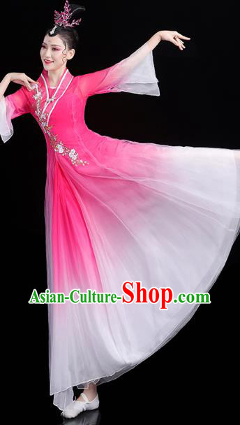 Chinese Classical Dance Rosy Dress Traditional Group Dance Performance Costume Umbrella Dance Clothing Chinese Classical Dance Rosy Dress Traditional Group Dance Performance Costume Umbrella Dance Clothing