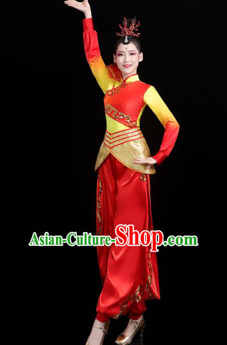 China Traditional Folk Dance Drum Dance Outfits New Year Yangko Dance Performance Clothing China Traditional Folk Dance Drum Dance Outfits New Year Yangko Dance Performance Clothing