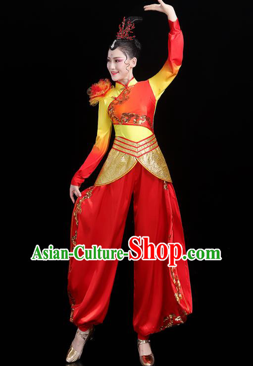 China Traditional Folk Dance Drum Dance Outfits New Year Yangko Dance Performance Clothing China Traditional Folk Dance Drum Dance Outfits New Year Yangko Dance Performance Clothing