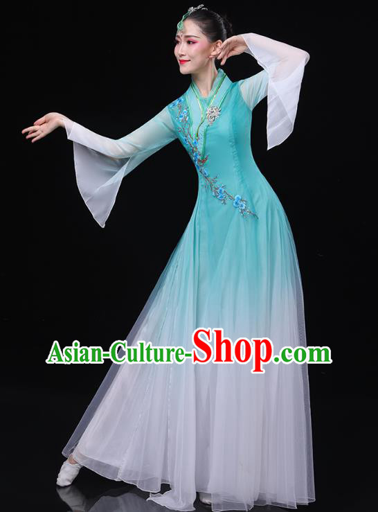 Chinese Classical Dance Blue Dress Traditional Goddess Group Dance Costume Umbrella Dance Clothing Chinese Classical Dance Blue Dress Traditional Goddess Group Dance Costume Umbrella Dance Clothing