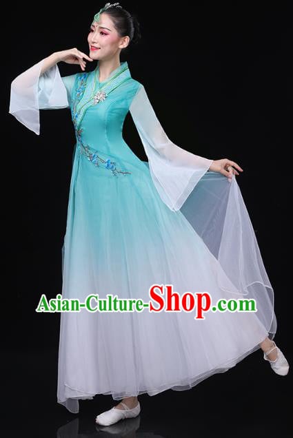 Chinese Classical Dance Blue Dress Traditional Goddess Group Dance Costume Umbrella Dance Clothing Chinese Classical Dance Blue Dress Traditional Goddess Group Dance Costume Umbrella Dance Clothing