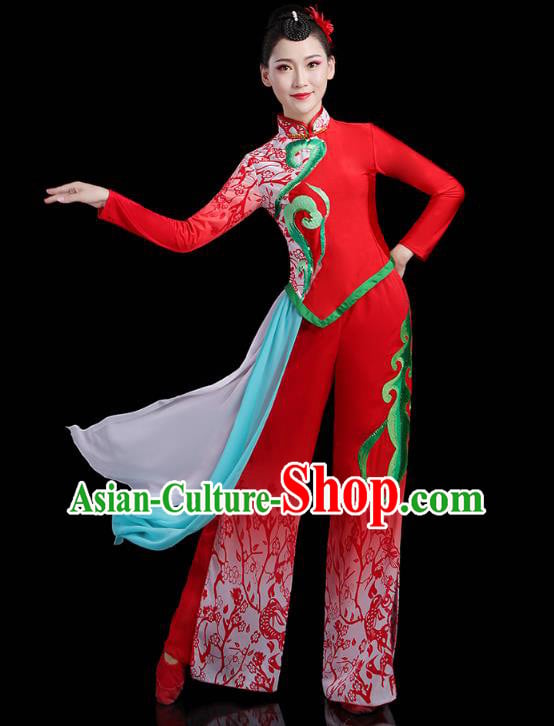 China Lantern Festival Yangko Dance Clothing Traditional Folk Dance Fan Dance Red Outfits China Lantern Festival Yangko Dance Clothing Traditional Folk Dance Fan Dance Red Outfits