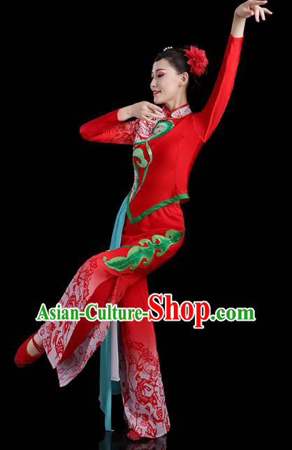 China Lantern Festival Yangko Dance Clothing Traditional Folk Dance Fan Dance Red Outfits China Lantern Festival Yangko Dance Clothing Traditional Folk Dance Fan Dance Red Outfits