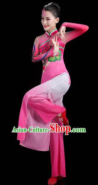 China Fan Dance Yangko Dance Clothing Traditional Folk Dance Lotus Dance Rosy Outfits China Fan Dance Yangko Dance Clothing Traditional Folk Dance Lotus Dance Rosy Outfits