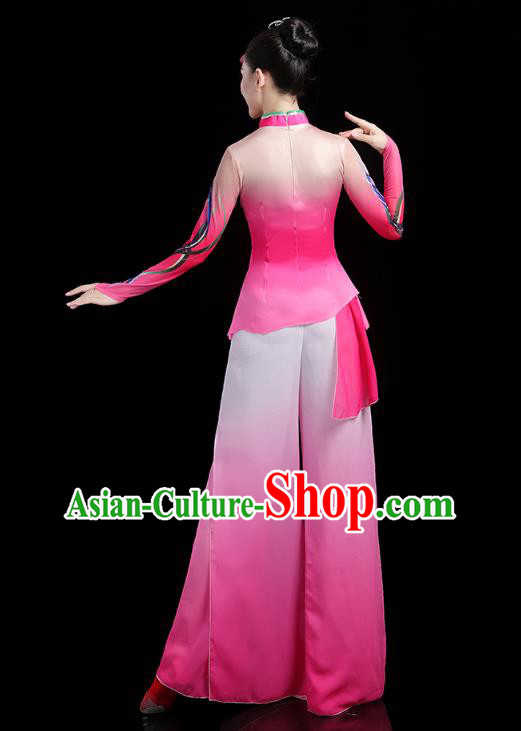 China Fan Dance Yangko Dance Clothing Traditional Folk Dance Lotus Dance Rosy Outfits China Fan Dance Yangko Dance Clothing Traditional Folk Dance Lotus Dance Rosy Outfits