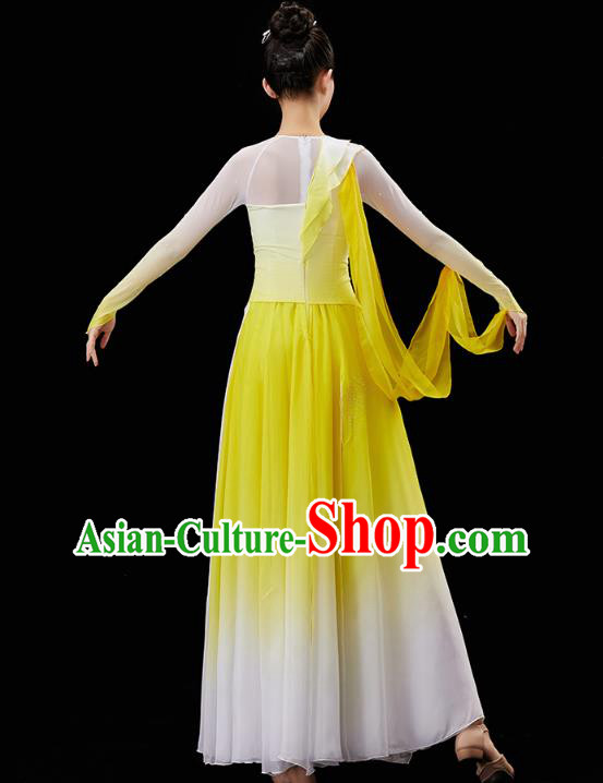 China Traditional Umbrella Dance Garment Solo Dance Clothing Classical Dance Yellow Dress China Traditional Umbrella Dance Garment Solo Dance Clothing Classical Dance Yellow Dress