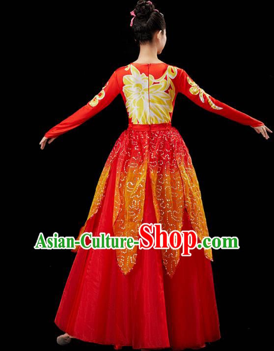 Chinese Traditional Spring Festival Gala Opening Dance Red Dress Modern Dance Flower Dance Costume