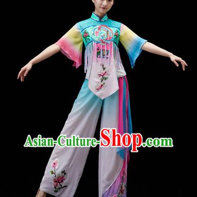 China Fan Dance Embroidered Clothing Traditional Folk Dance Yangko Dance Outfits