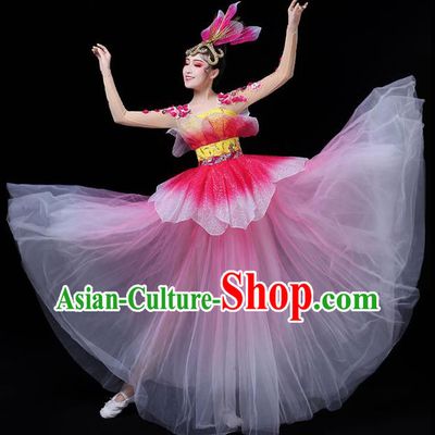 Chinese Modern Dance Peony Dance Pink Dress Traditional Opening Dance Performance Costume