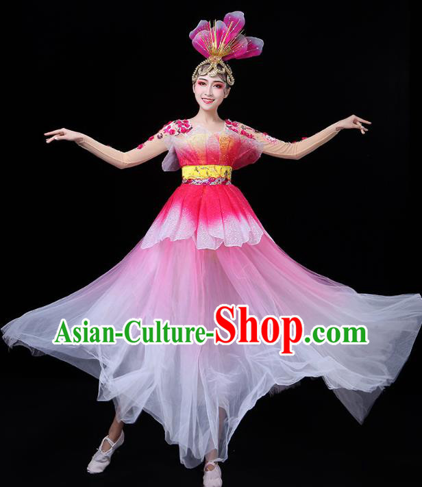 Chinese Modern Dance Peony Dance Pink Dress Traditional Opening Dance Performance Costume Chinese Modern Dance Peony Dance Pink Dress Traditional Opening Dance Performance Costume