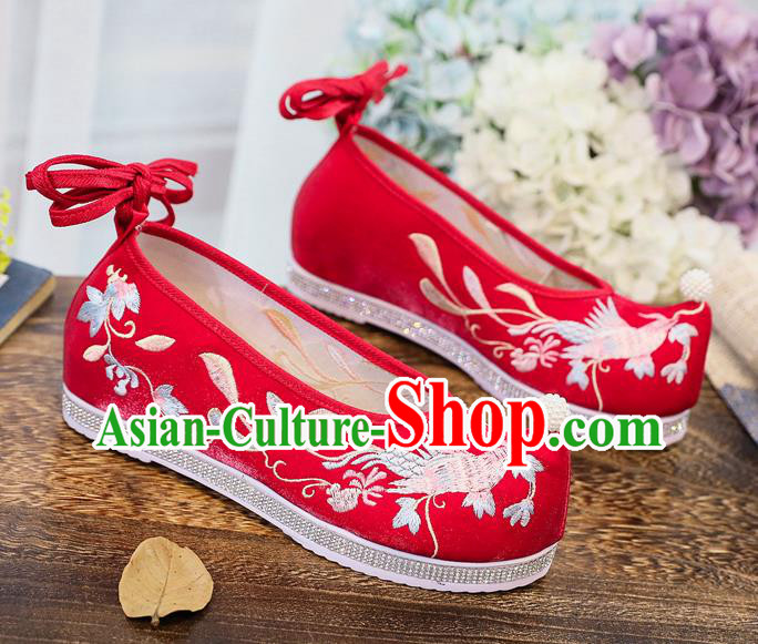 China Handmade Princess Pearls Shoes Traditional Wedding Hanfu Shoes Embroidered Red Cloth Shoes China Handmade Princess Pearls Shoes Traditional Wedding Hanfu Shoes Embroidered Red Cloth Shoes