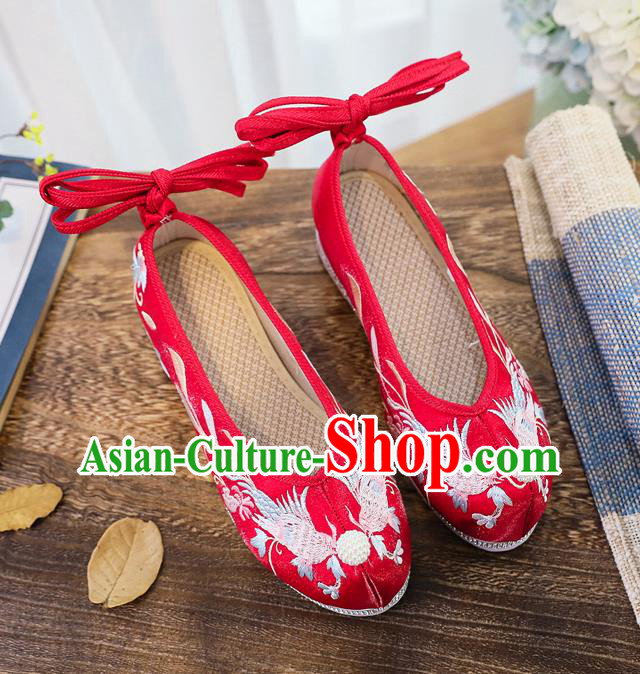China Handmade Princess Pearls Shoes Traditional Wedding Hanfu Shoes Embroidered Red Cloth Shoes China Handmade Princess Pearls Shoes Traditional Wedding Hanfu Shoes Embroidered Red Cloth Shoes