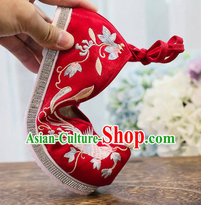 China Handmade Princess Pearls Shoes Traditional Wedding Hanfu Shoes Embroidered Red Cloth Shoes China Handmade Princess Pearls Shoes Traditional Wedding Hanfu Shoes Embroidered Red Cloth Shoes