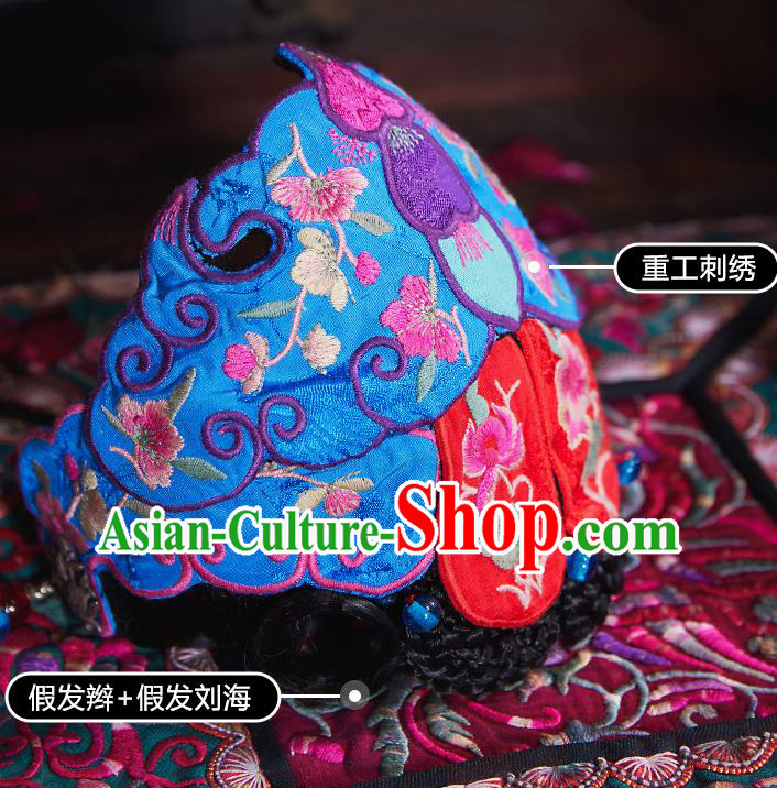 China Traditional Embroidered Hair Clasp National Folk Dance Headwear China Traditional Embroidered Hair Clasp National Folk Dance Headwear
