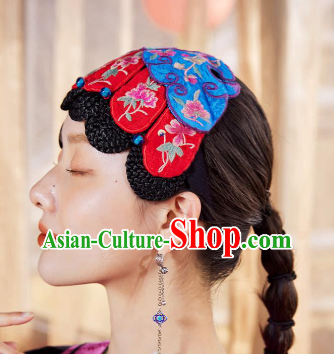 China Traditional Embroidered Hair Clasp National Folk Dance Headwear China Traditional Embroidered Hair Clasp National Folk Dance Headwear