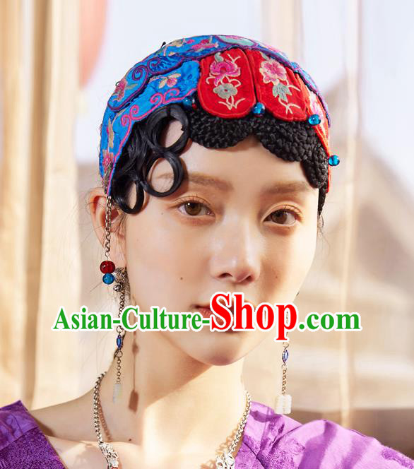 China Traditional Embroidered Hair Clasp National Folk Dance Headwear China Traditional Embroidered Hair Clasp National Folk Dance Headwear