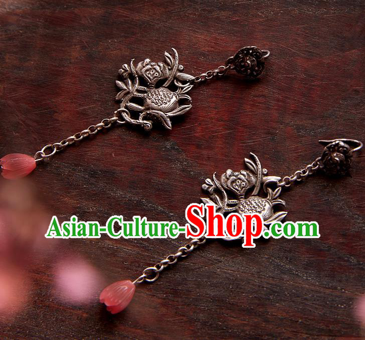 China Traditional Cheongsam Pink Mangnolia Earrings Handmade National Silver Ear Accessories China Traditional Cheongsam Pink Mangnolia Earrings Handmade National Silver Ear Accessories