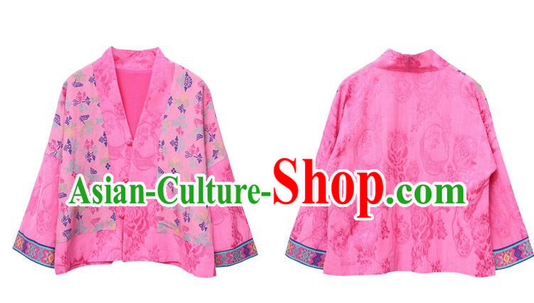 Chinese Tang Suit Embroidered Pink Jacket Traditional National Woman Costume Chinese Tang Suit Embroidered Pink Jacket Traditional National Woman Costume