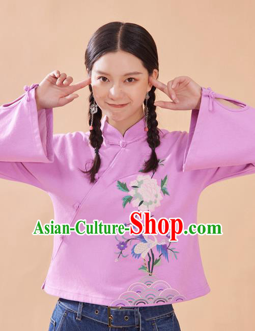 Chinese Traditional Costume Tang Suit Embroidered Pink Blouse National Woman Shirt Chinese Traditional Costume Tang Suit Embroidered Pink Blouse National Woman Shirt