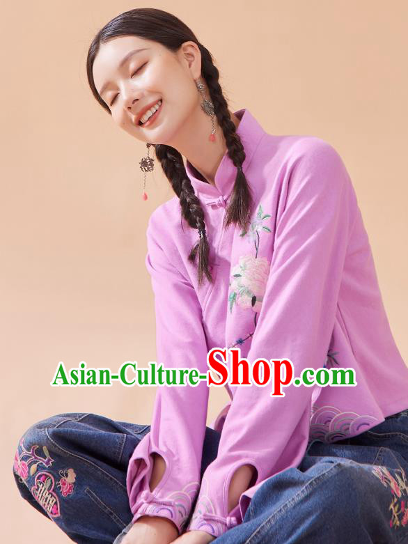 Chinese Traditional Costume Tang Suit Embroidered Pink Blouse National Woman Shirt Chinese Traditional Costume Tang Suit Embroidered Pink Blouse National Woman Shirt