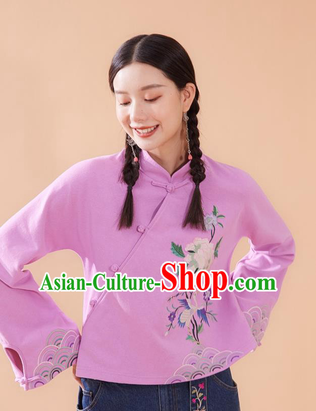 Chinese Traditional Costume Tang Suit Embroidered Pink Blouse National Woman Shirt Chinese Traditional Costume Tang Suit Embroidered Pink Blouse National Woman Shirt