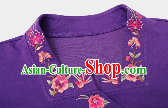 Chinese National Tang Suit Purple Jacket Traditional Woman Costume Embroidered Outer Garment Chinese National Tang Suit Purple Jacket Traditional Woman Costume Embroidered Outer Garment