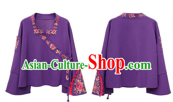 Chinese National Tang Suit Purple Jacket Traditional Woman Costume Embroidered Outer Garment Chinese National Tang Suit Purple Jacket Traditional Woman Costume Embroidered Outer Garment