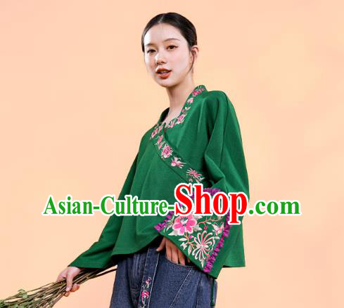 Chinese Traditional National Woman Costume Tang Suit Outer Garment Embroidered Deep Green Jacket Chinese Traditional National Woman Costume Tang Suit Outer Garment Embroidered Deep Green Jacket